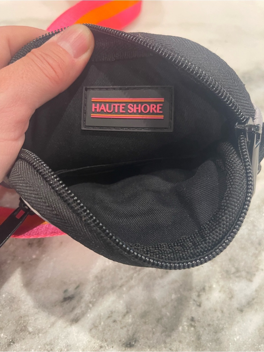 Haute Shore Gray Camo Crossbody Pouch with Pink Accent - Picture 7 of 10